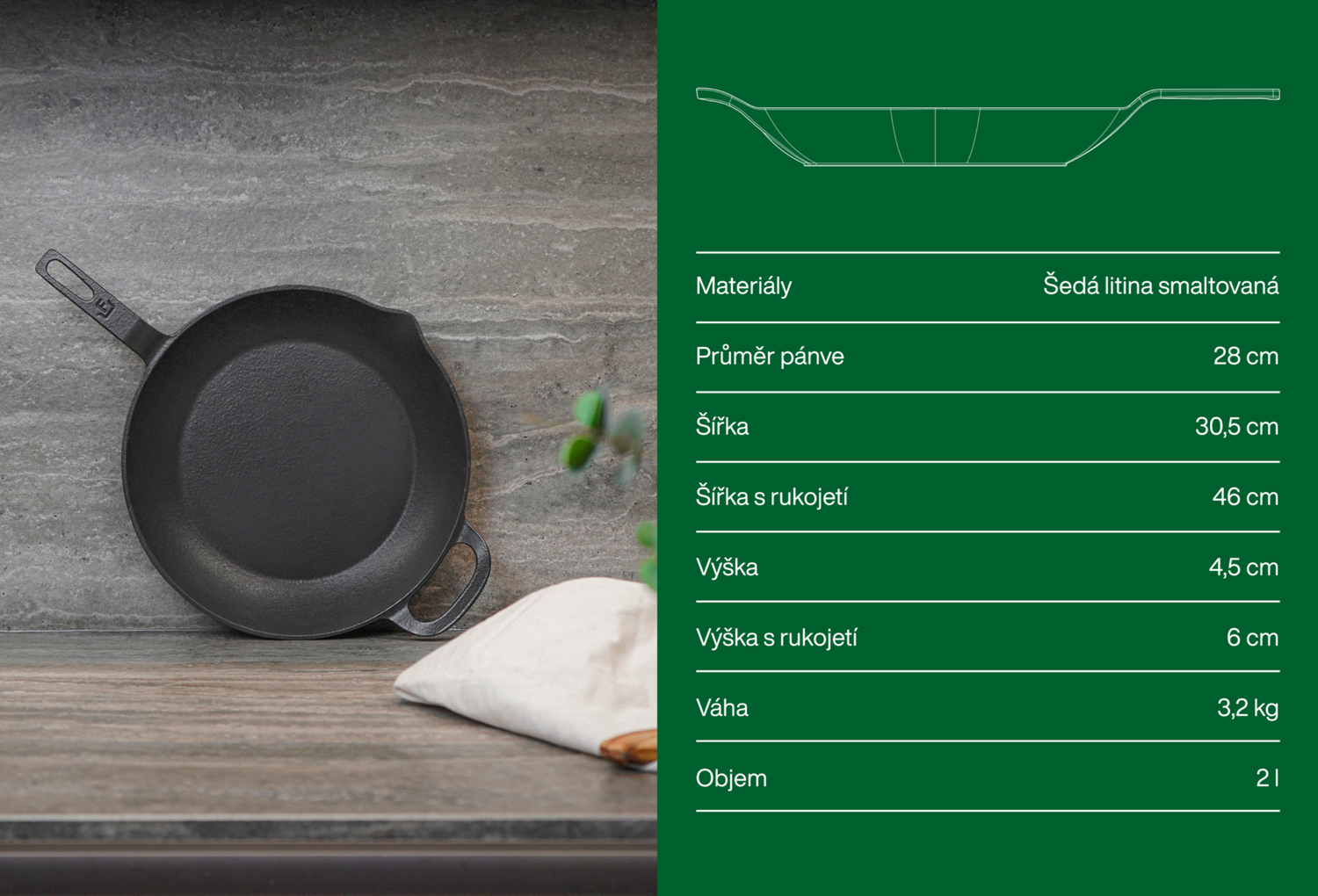 Smaltovaná pánev z litiny - návod k použití