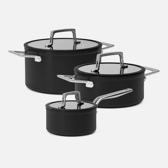 Sada hrncov Meda 4.0, 6 dielov - Nepriľnavý riad s keramickým povrchom, čierny