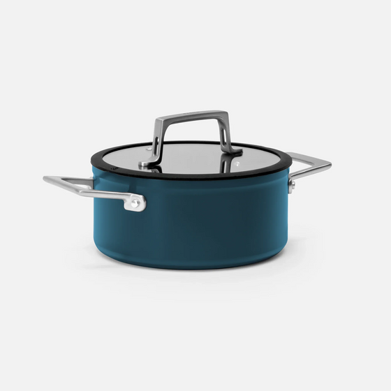 Hrniec Meda 4.0, ø 20 cm (2,4 l) - Nepriľnavý hrniec s keramickým povrchom s pokrievkou, modrý