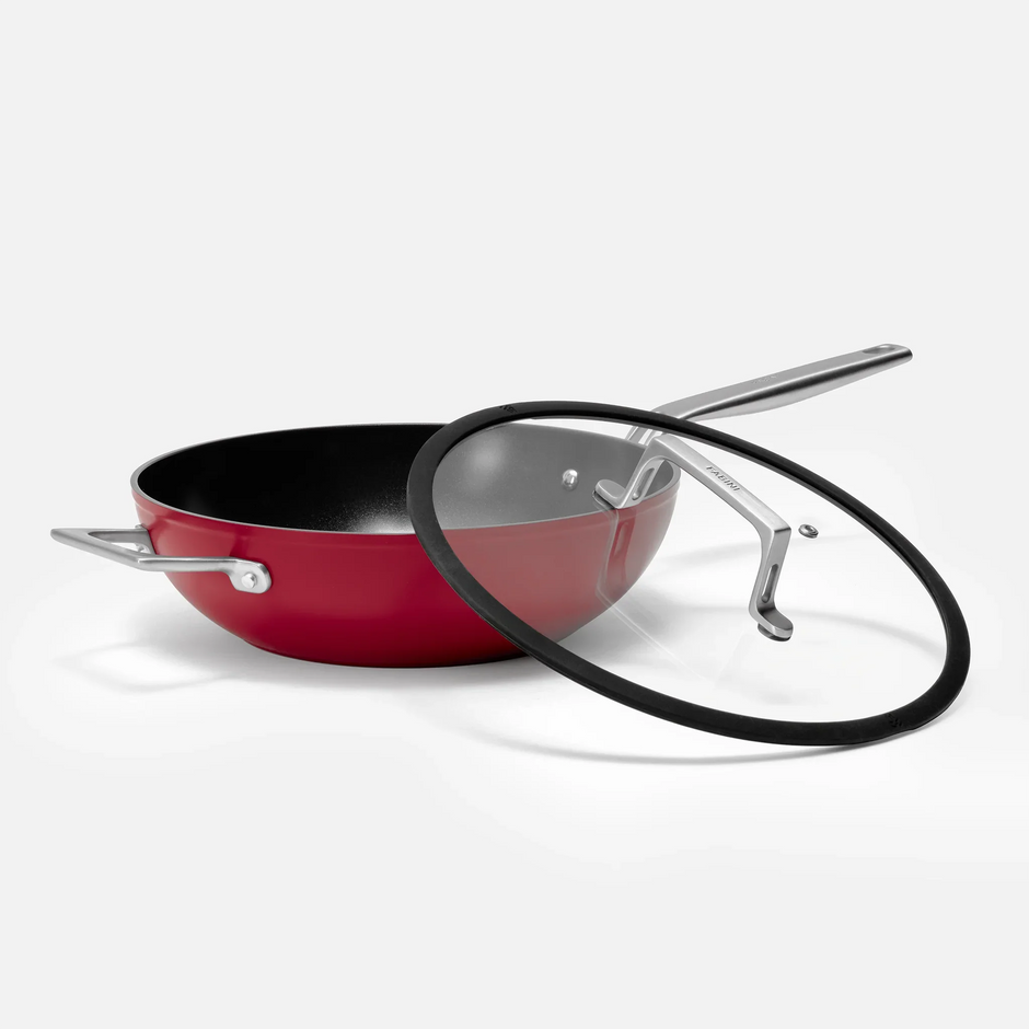 Wok panvica Meda 4.0, ø 28 cm - Nepriľnavá panvica s keramickým povrchom s pokrievkou, vínová