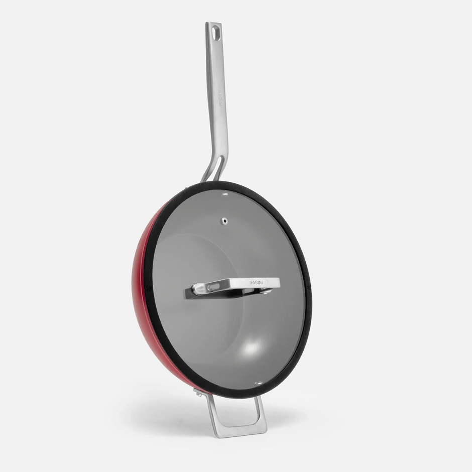 Wok panvica Meda 4.0, ø 28 cm - Nepriľnavá panvica s keramickým povrchom s pokrievkou, vínová