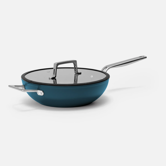 Wok panvica Meda 4.0, ø 28 cm - Nepriľnavá panvica s keramickým povrchom s pokrievkou, modrá