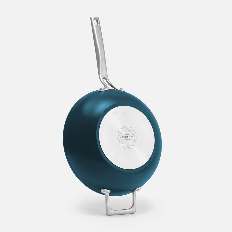 Wok panvica Meda 4.0, ø 28 cm - Nepriľnavá panvica s keramickým povrchom s pokrievkou, modrá