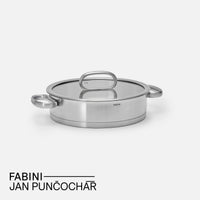 Servírovacia tegame panvica FABINI & Punčochář, ø 24 cm (2 l) - Nerezová beznitová panvica z jednovrstvovej nerezovej ocele so sklenenou pokrievkou