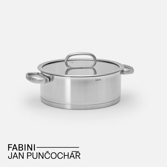 Kastról FABINI & Punčochář, ø 24 cm (3,5 l) - Nerezový beznitový kastról z jednovrstvovej nerezovej ocele so sklenenou pokrievkou
