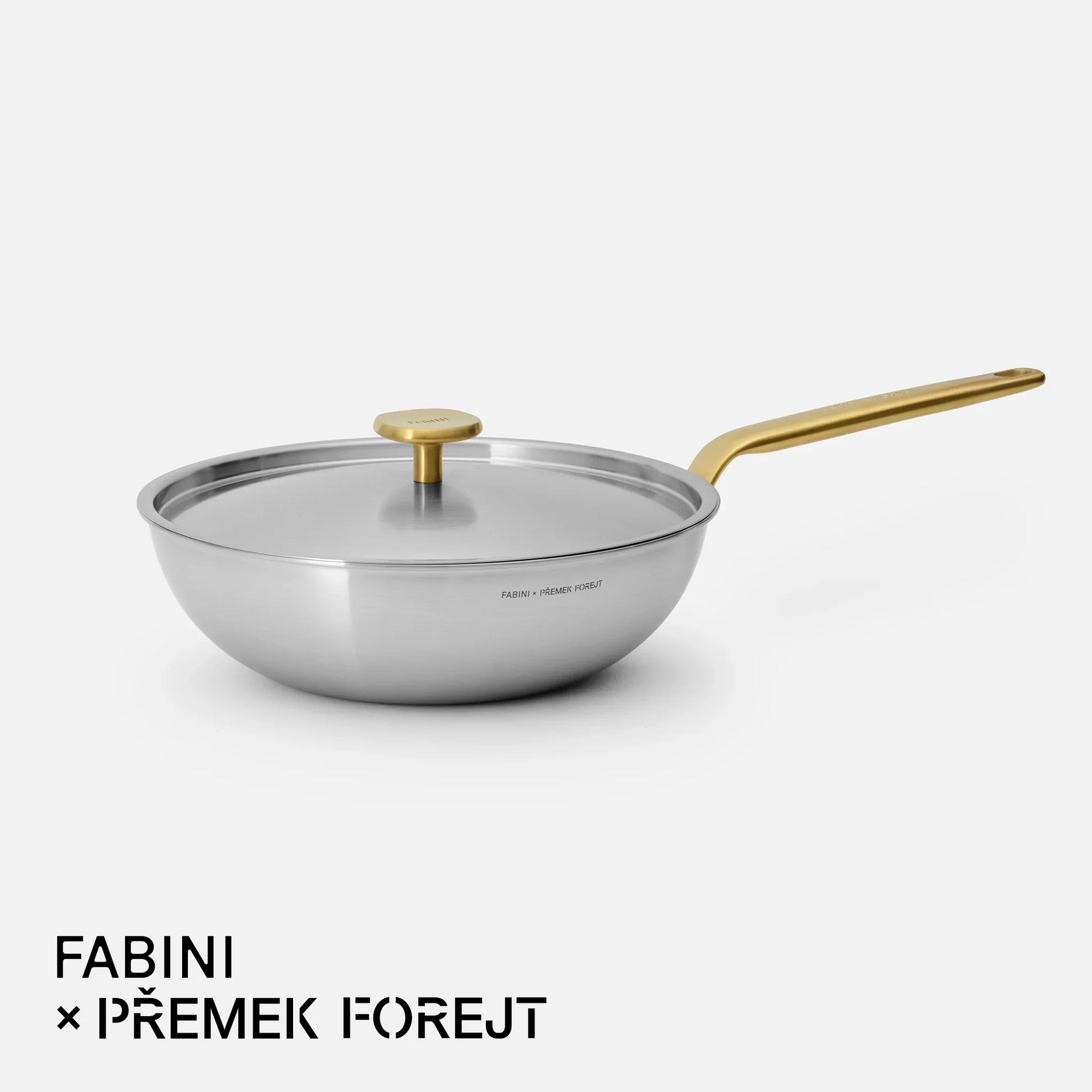 Wok panvica FABINI & Forejt, ø 26 cm - Nerezová beznitová panvica z viacvrstvovej nerezovej ocele s pokrievkou