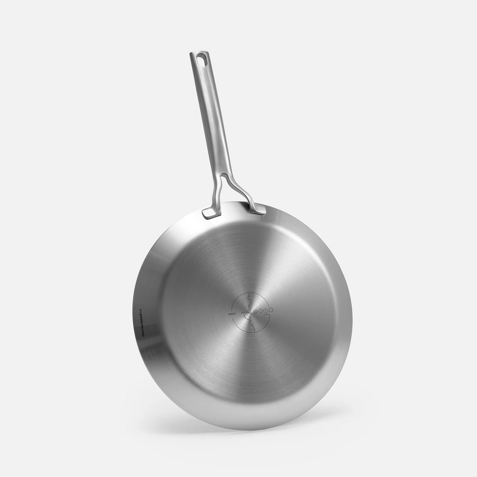 Palacinková panvica FABINI & Těhotnej kuchař 2.0, ø 28 cm - Panvica z nerezovej ocele s hybridným keramickým povrchom z viacvrstvovej nerezovej ocele