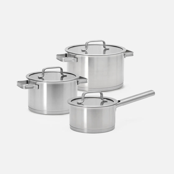 Sada hrncov Core Standard, 6 dielov - Nerezový beznitový riad z jednovrstvovej nerezovej ocele