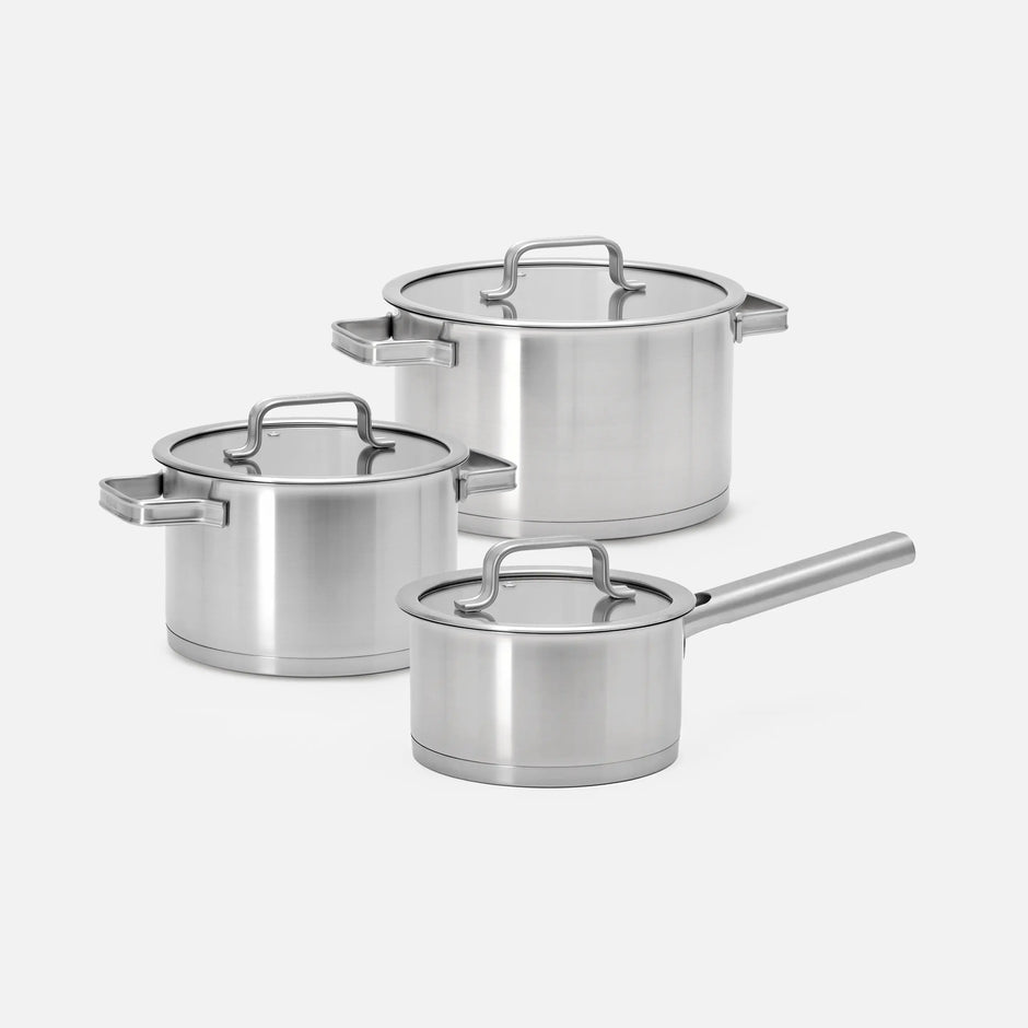 Sada hrncov Core Standard, 6 dielov - Nerezový beznitový riad z jednovrstvovej nerezovej ocele