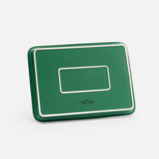 Hranatá koláčová forma FABINI & Surová dcérka, 38 × 27 cm - Kameninová forma, zelená