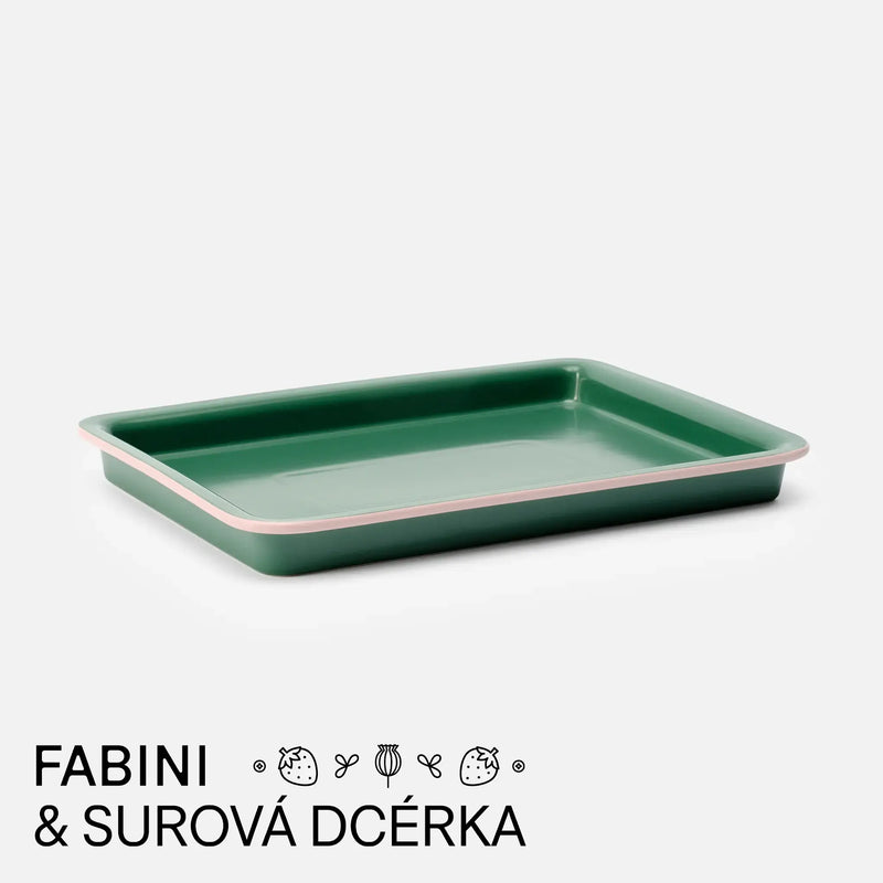 Hranatá koláčová forma FABINI & Surová dcérka, 38 × 27 cm - Kameninová forma, zelená