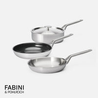 Sada panvíc FABINI & Pohlreich 2.0, ø 24 cm + ø 26 cm, 4 diely - Nerezové beznitové panvice z viacvrstvovej nerezovej ocele