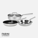 Sada panvíc FABINI & Pohlreich, ø 24 cm + ø 26 cm, 4 diely - Nerezové beznitové panvice z päťvrstvovej nerezovej ocele