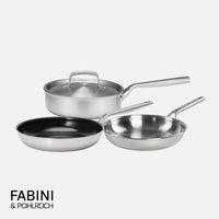 Sada panvíc FABINI & Pohlreich, ø 24 cm + ø 26 cm, 4 diely - Nerezové beznitové panvice z päťvrstvovej nerezovej ocele