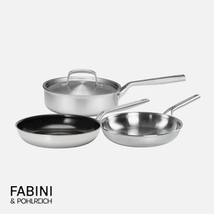 Sada panvíc FABINI & Pohlreich, ø 24 cm + ø 26 cm, 4 diely - Nerezové beznitové panvice z päťvrstvovej nerezovej ocele