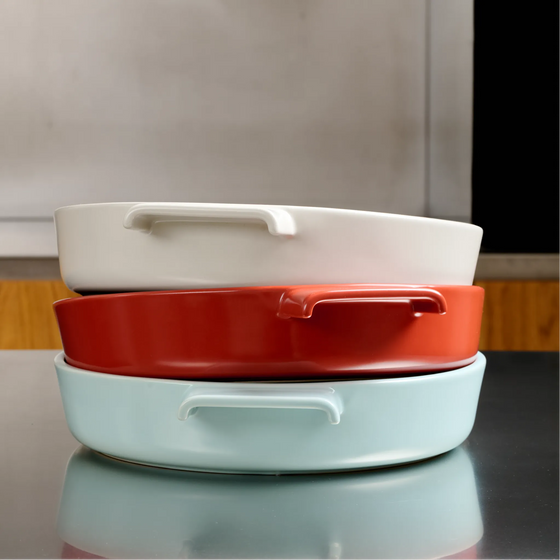 Okrúhla zapekacia misa Terra, ø 26 cm - Kameninová zapekacia misa, červená