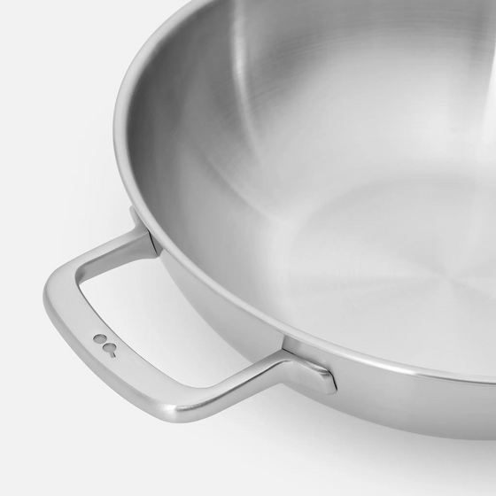 Wok panvica Lucca 3.0, ø 30 cm - Nerezová beznitová panvica z viacvrstvovej nerezovej ocele s pokrievkou