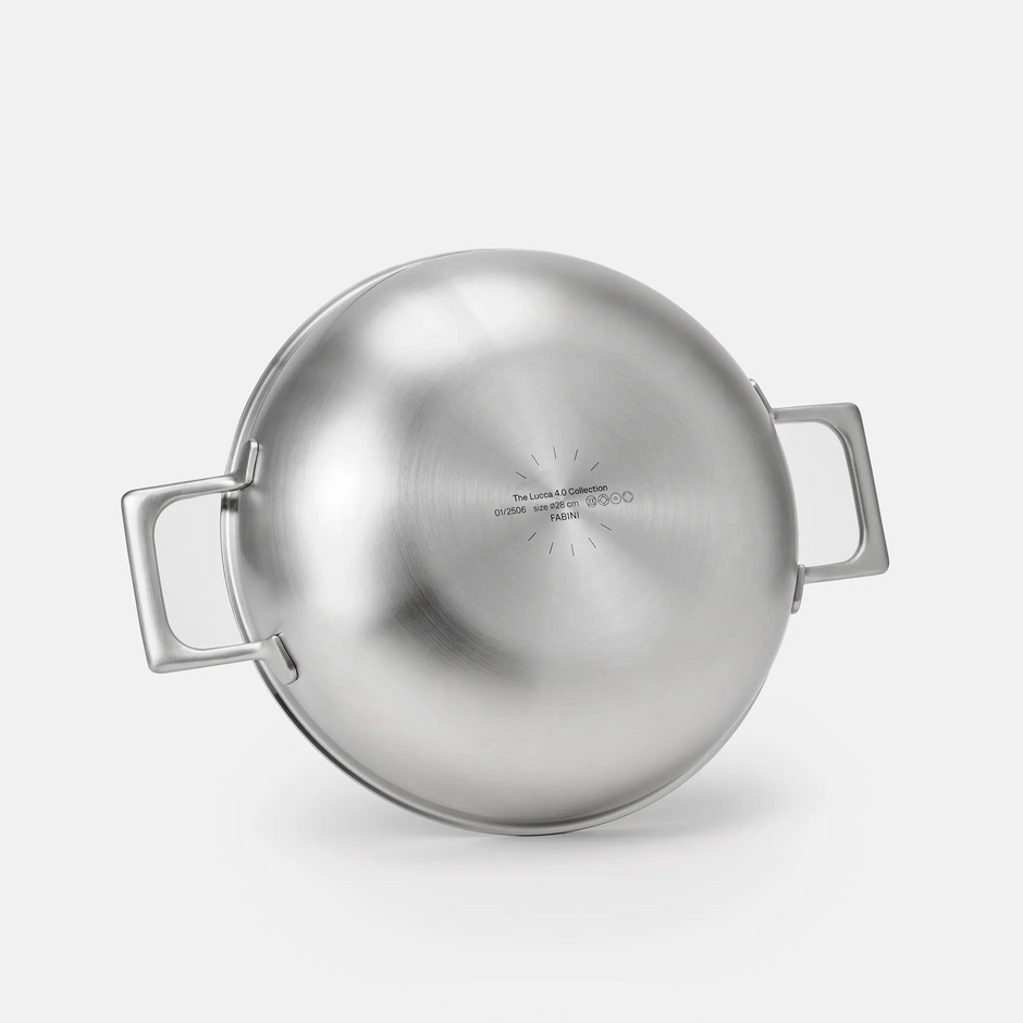 Kónická tegame panvica Lucca 4.0 Pro, ø 28 cm (3,5 l) - Nerezová beznitová panvica z viacvrstvovej nerezovej ocele s pokrievkou