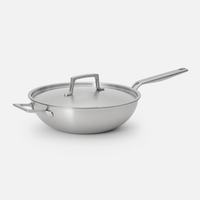 Wok panvica Lucca 4.0 Pro, ø 30 cm - Nerezová beznitová panvica z viacvrstvovej nerezovej ocele s pokrievkou