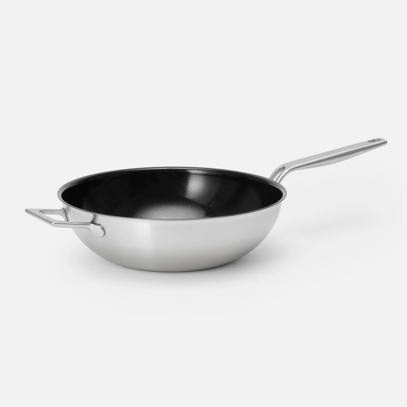 Wok panvica Lucca 4.0 Pro, ø 30 cm - Nepriľnavá nerezová beznitová panvica z viacvrstvovej nerezovej ocele s keramickým povrchom s pokrievkou
