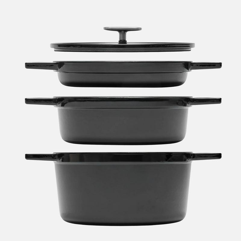 Stohovateľná sada riadu Mattia 3.0, ø 26 cm, 4 diely - Smaltovaný liatinový riad, lesklý čierny