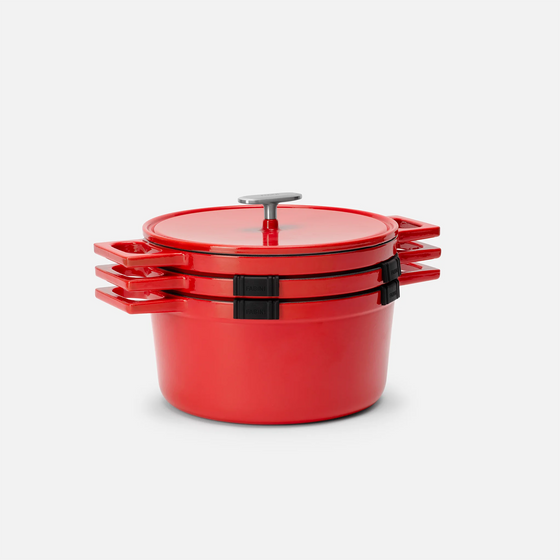 Stohovateľná sada riadu Mattia 3.0, ø 26 cm, 4 diely - Smaltovaný liatinový riad, lesklý červený