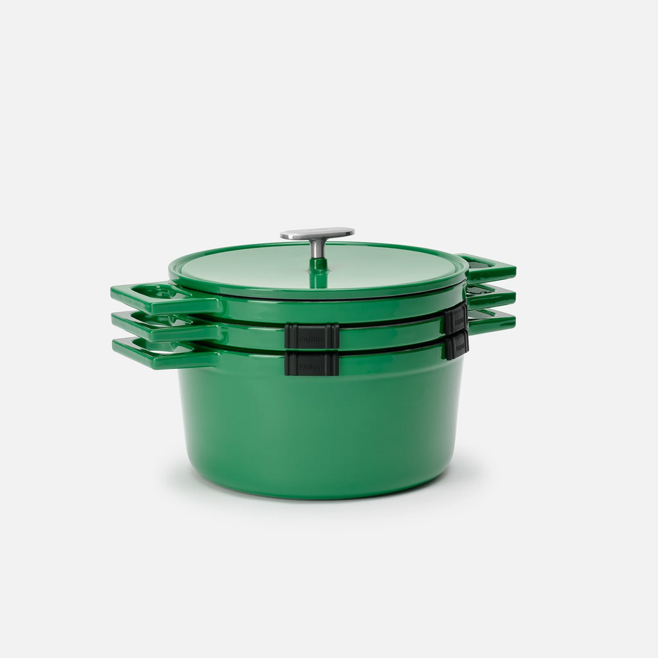 Stohovateľná sada riadu Mattia 3.0, ø 26 cm, 4 diely - Smaltovaný liatinový riad, lesklý zelený