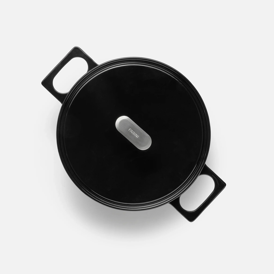 Tegame panvica Mattia 3.0, ø 26 cm - Smaltovaná liatinová panvica s pokrievkou, lesklá čierna