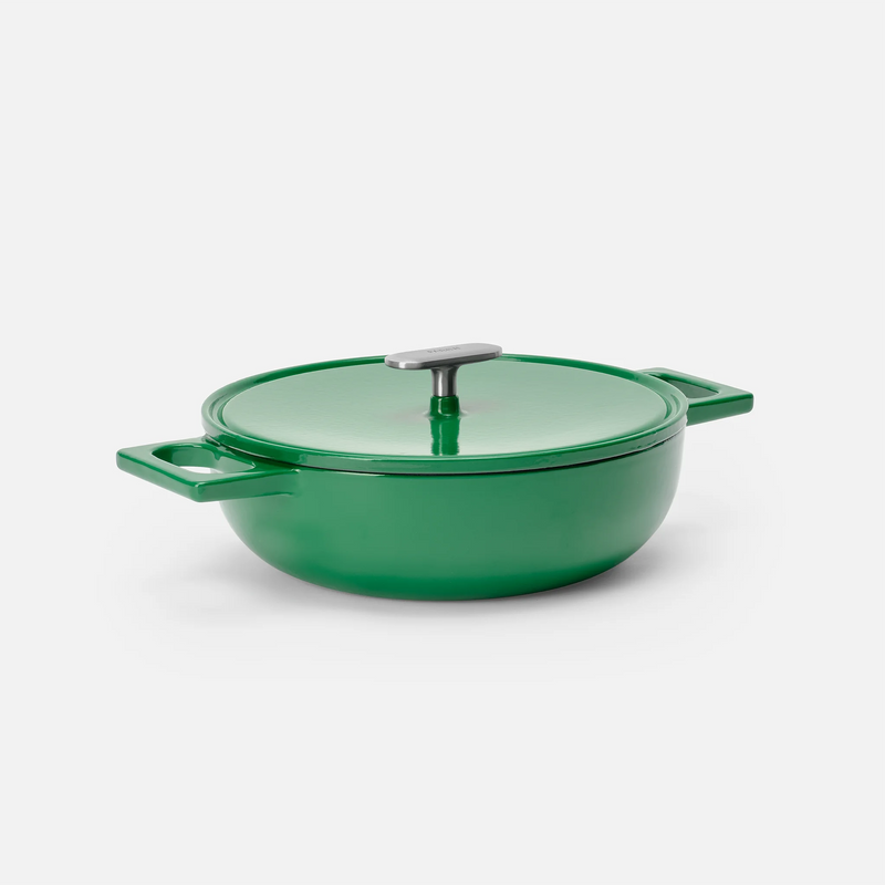 Tegame panvica Mattia 3.0, ø 26 cm - Smaltovaná liatinová panvica s pokrievkou, lesklá zelená