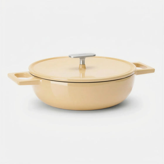 Tegame panvica Mattia 3.0, ø 26 cm - Smaltovaná liatinová panvica s pokrievkou, lesklá krémová