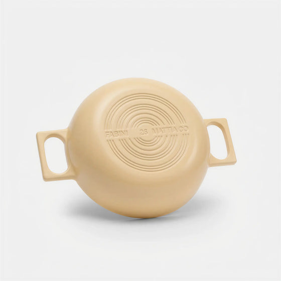 Tegame panvica Mattia 3.0, ø 26 cm - Smaltovaná liatinová panvica s pokrievkou, lesklá krémová