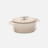 Smaltovaný liatinový kastról s pokrievkou Ø 20 cm (2 l), krémový