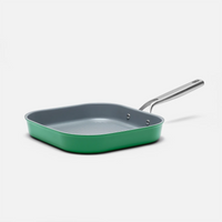 Nepriľnavá hranatá grilovacia panvica Meda 3.0 s keramickým povrchom bez pokrievky Ø 28 cm, zelená