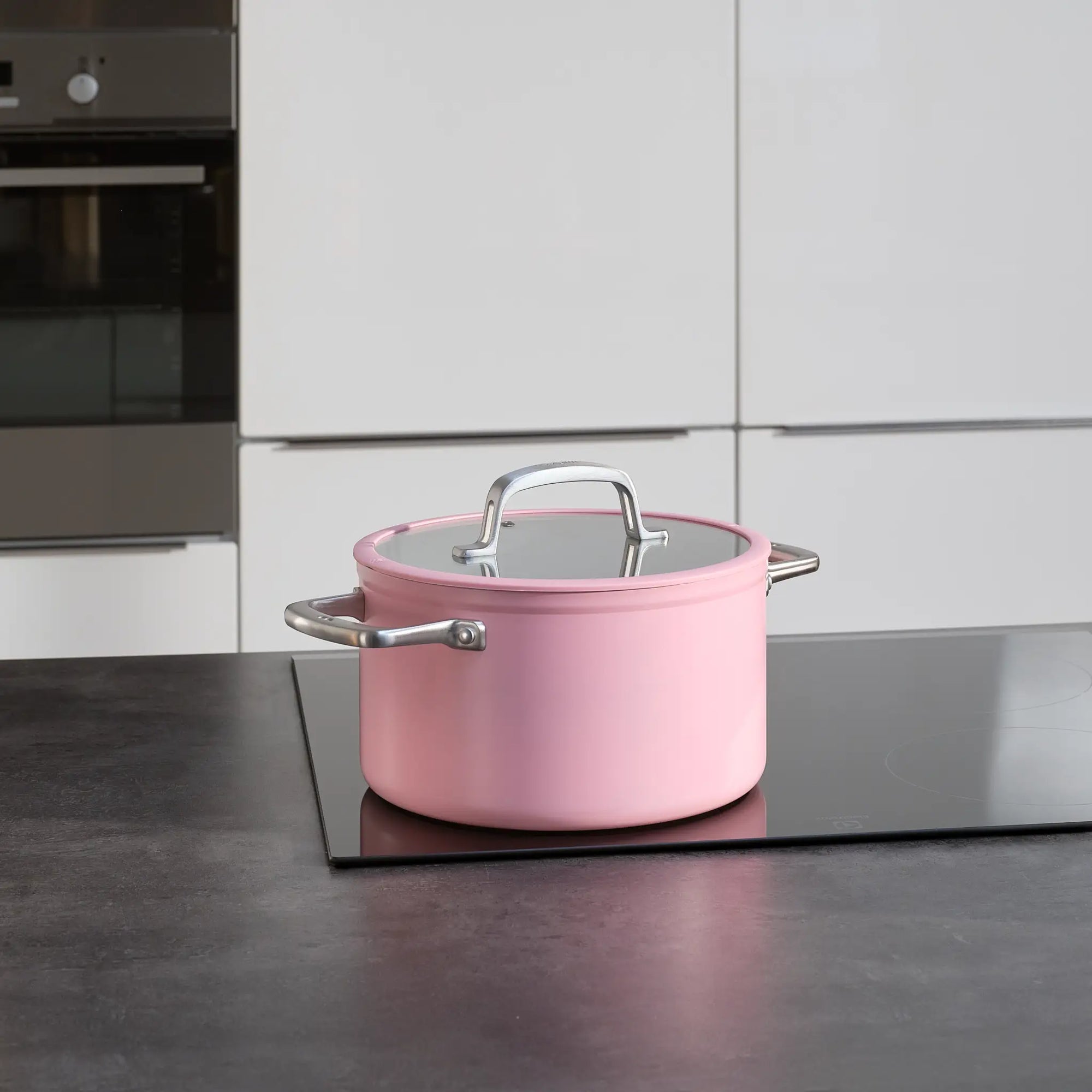 Hrniec Meda 3.0, ø 24 cm (5,5 l) - Nepriľnavý hrniec s keramickým povrchom s pokrievkou, ružový