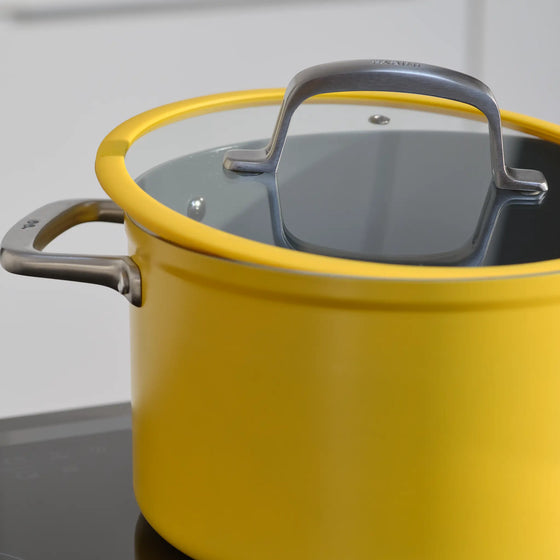 Hrniec Meda 3.0,  ø 24 cm (5, 5 l) - Nepriľnavý hrniec s keramickým povrchom s pokrievkou,  žltý