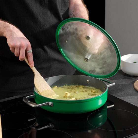 Tegame panvica Meda 3.0,  ø 28 cm - Nepriľnavá panvica s keramickým povrchom s pokrievkou,  zelená