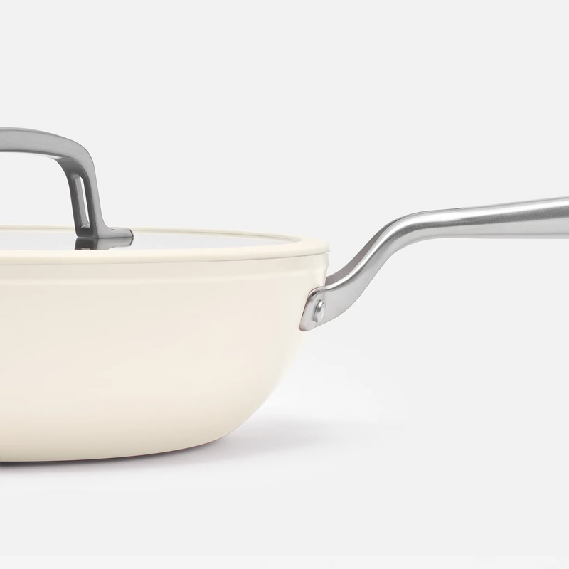 Wok panvica Meda 3.0, ø 28 cm - Nepriľnavá panvica s keramickým povrchom s pokrievkou, krémová