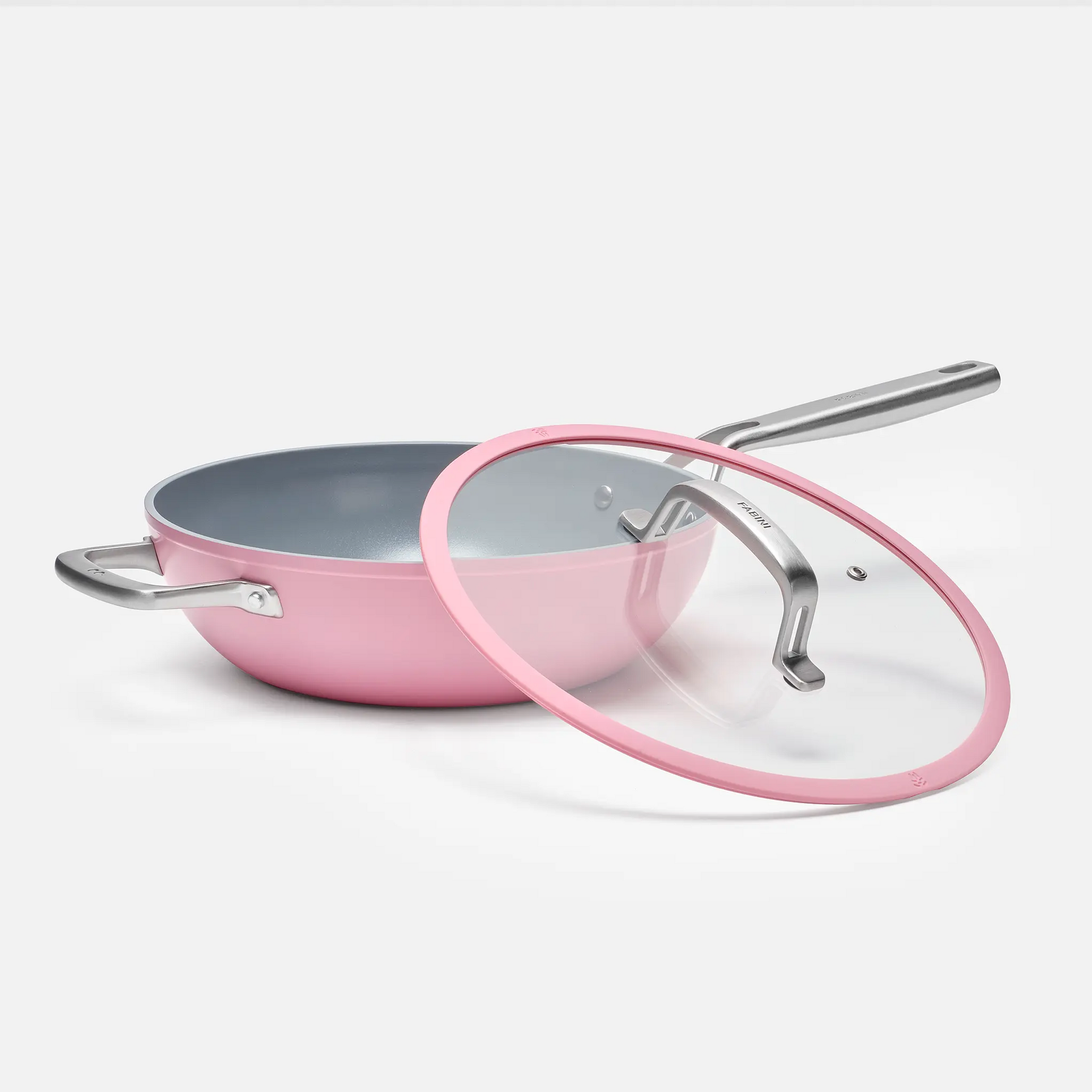 Wok panvica Meda 3.0, ø 28 cm - Nepriľnavá panvica s keramickým povrchom s pokrievkou, ružová