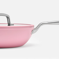 Wok panvica Meda 3.0, ø 28 cm - Nepriľnavá panvica s keramickým povrchom s pokrievkou, ružová