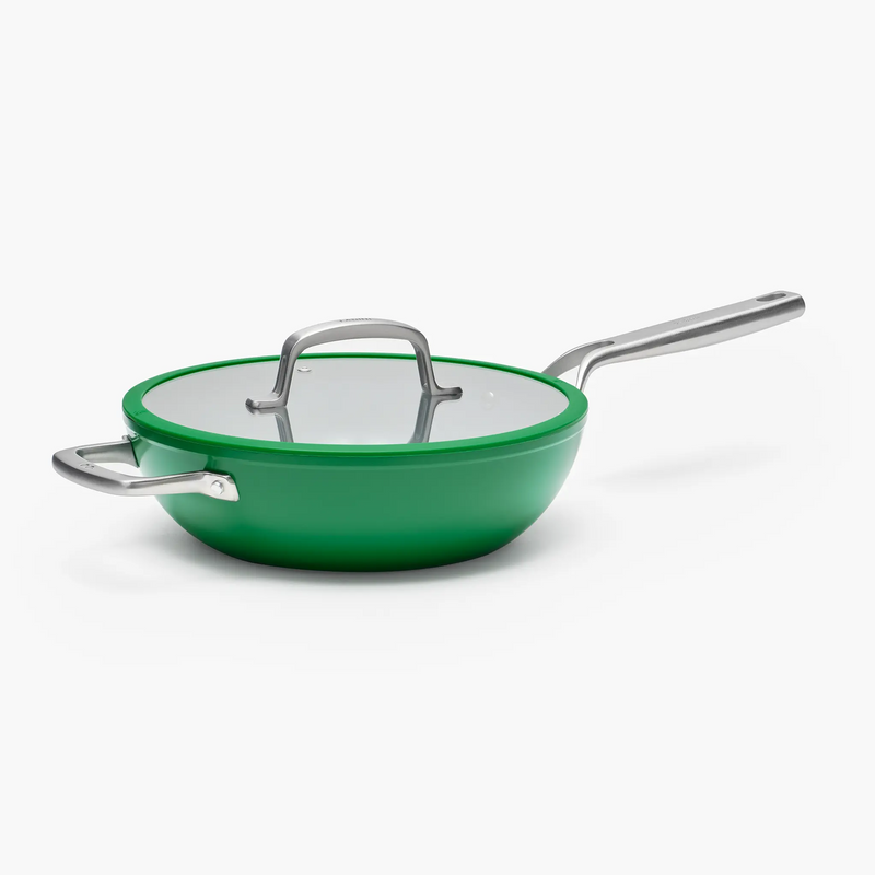 Wok panvica Meda 3.0, ø 28 cm - Nepriľnavá panvica s keramickým povrchom s pokrievkou, zelená