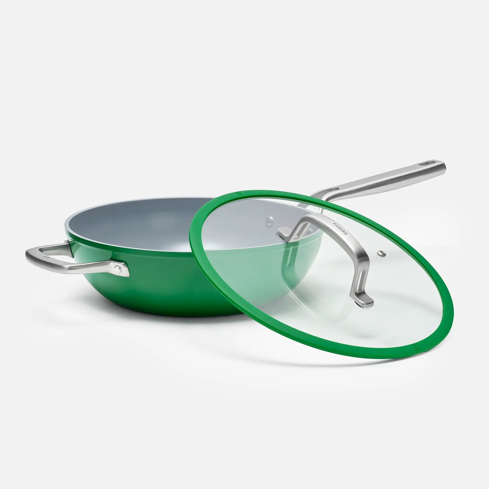 Wok panvica Meda 3.0, ø 28 cm - Nepriľnavá panvica s keramickým povrchom s pokrievkou, zelená