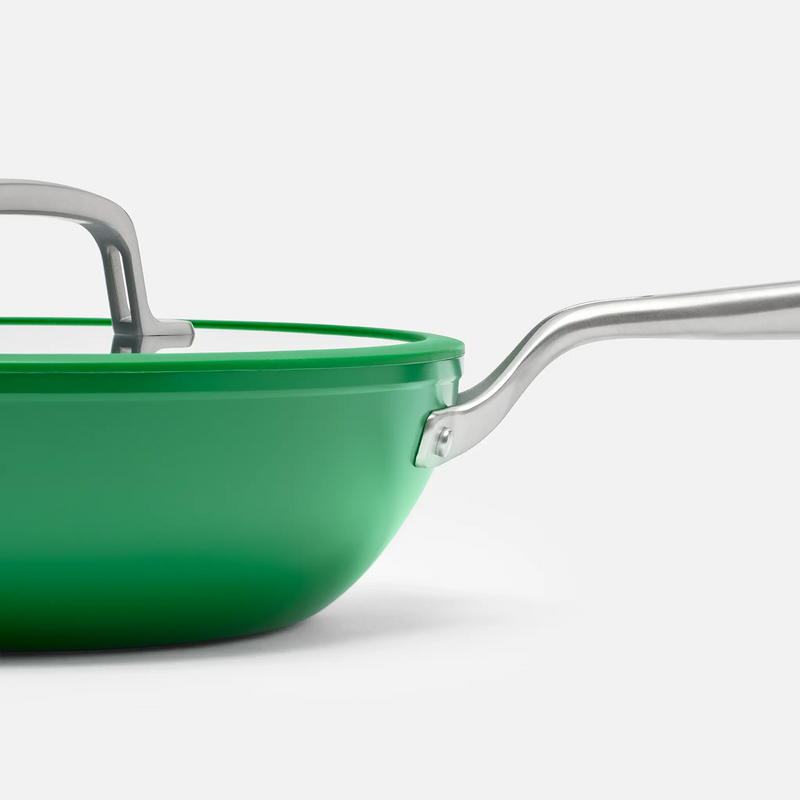 Wok panvica Meda 3.0, ø 28 cm - Nepriľnavá panvica s keramickým povrchom s pokrievkou, zelená