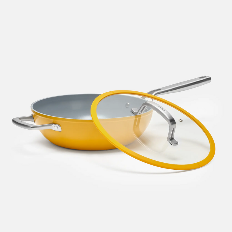 Wok panvica Meda 3.0,  ø 28 cm - Nepriľnavá panvica s keramickým povrchom s pokrievkou,  žltá