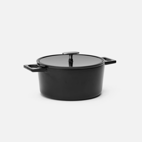 Kastról Mattia 3.0, ø 26 cm (5,5 l) - Smaltovaný liatinový kastról s pokrievkou, matný čierny