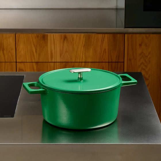 Kastról Mattia 3.0, ø 26 cm (5,5 l) - Smaltovaný liatinový kastról s pokrievkou, matný zelený