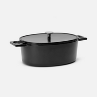 Oválný pekáč Mattia 3.0, 33×25 cm - Smaltovaný liatinový pekáč s pokrievkou, čierny