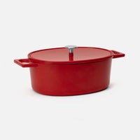 Oválný pekáč Mattia 3.0, 33×25 cm - Smaltovaný liatinový pekáč s pokrievkou, červený