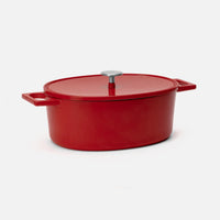 Oválný pekáč Mattia 3.0, 33×25 cm - Smaltovaný liatinový pekáč s pokrievkou, matný červený