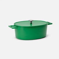 Oválný pekáč Mattia 3.0, 33×25 cm - Smaltovaný liatinový pekáč s pokrievkou, zelený
