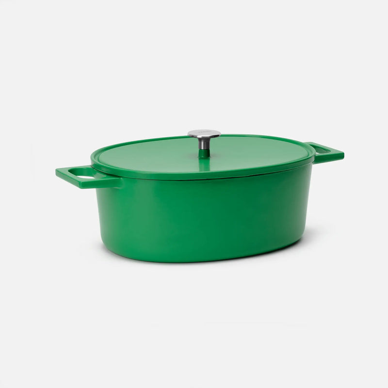 Oválný pekáč Mattia 3.0 Standard, 33×25 cm - Smaltovaný liatinový pekáč s pokrievkou, matný zelený